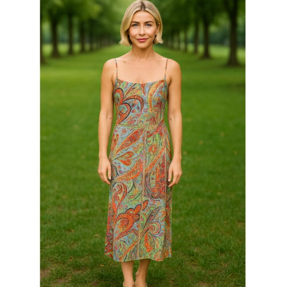 Rhode Jemima Paisley Crepe Midi Dress Size 0 Festival Of Love